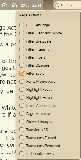 Mouse-over and click to preview page actions