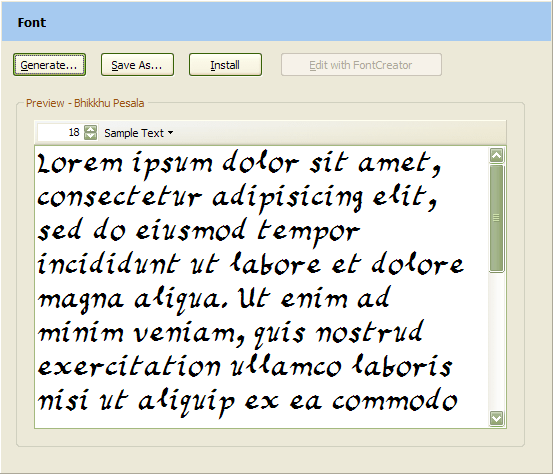 Preview of generated font Preview of generated font